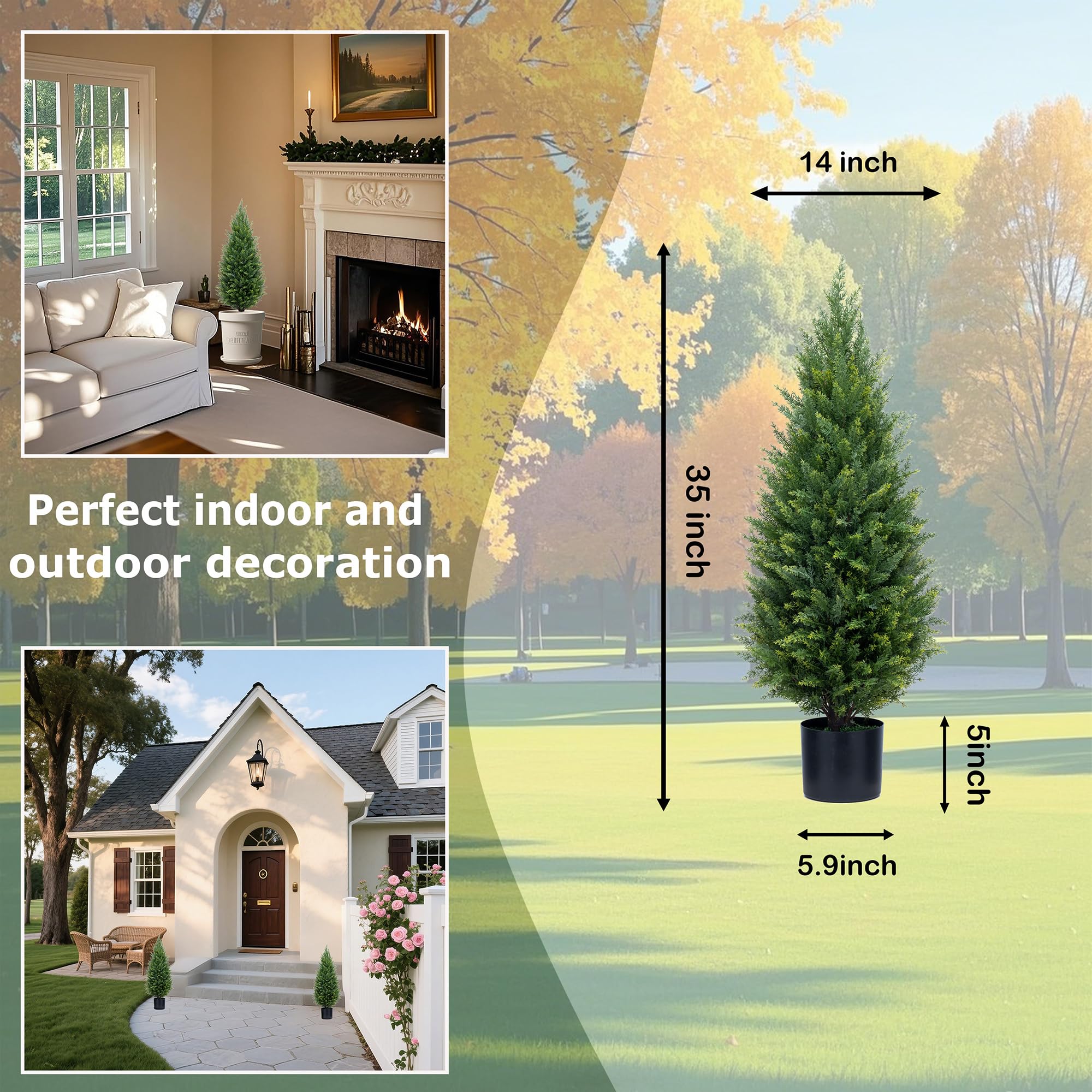 ECOLVANT twin topiary set in planters enhancing entryway appeal.