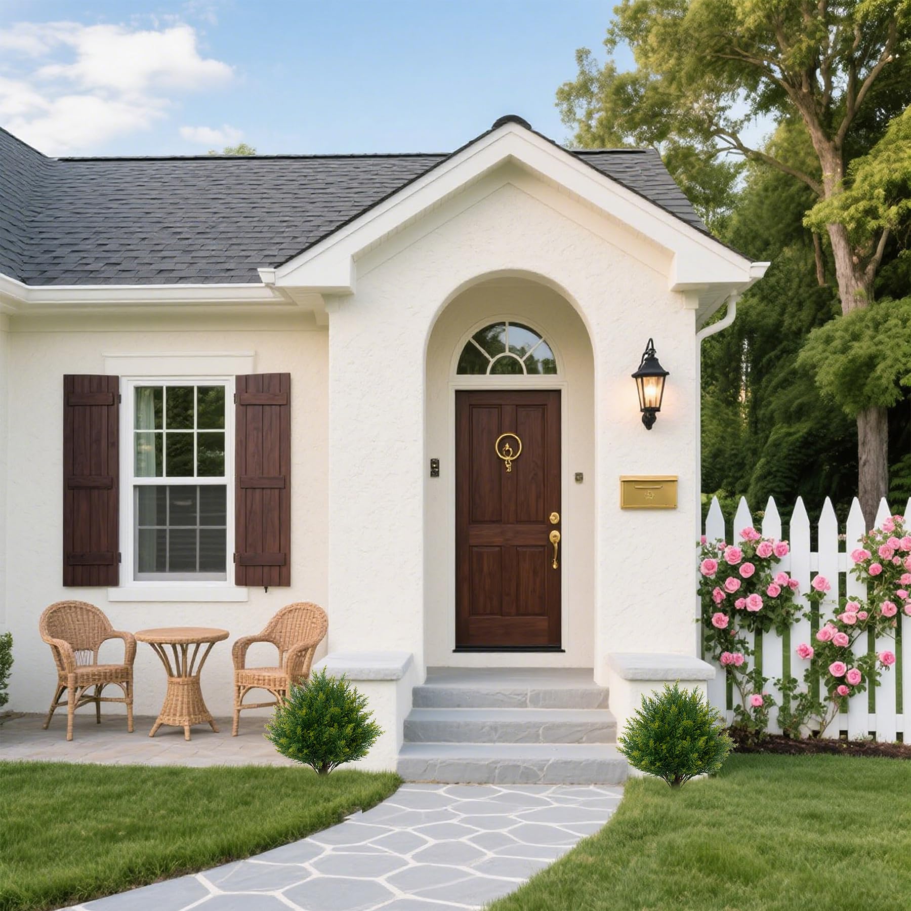 ECOLVANT topiary on front porch boosts year-round curb appeal.