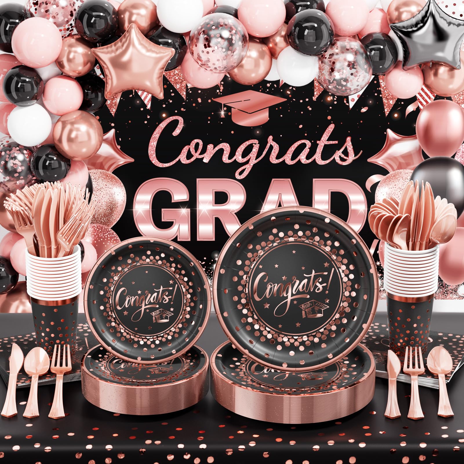 Ecomore graduation backdrop with Congrats Grad design for photo moments