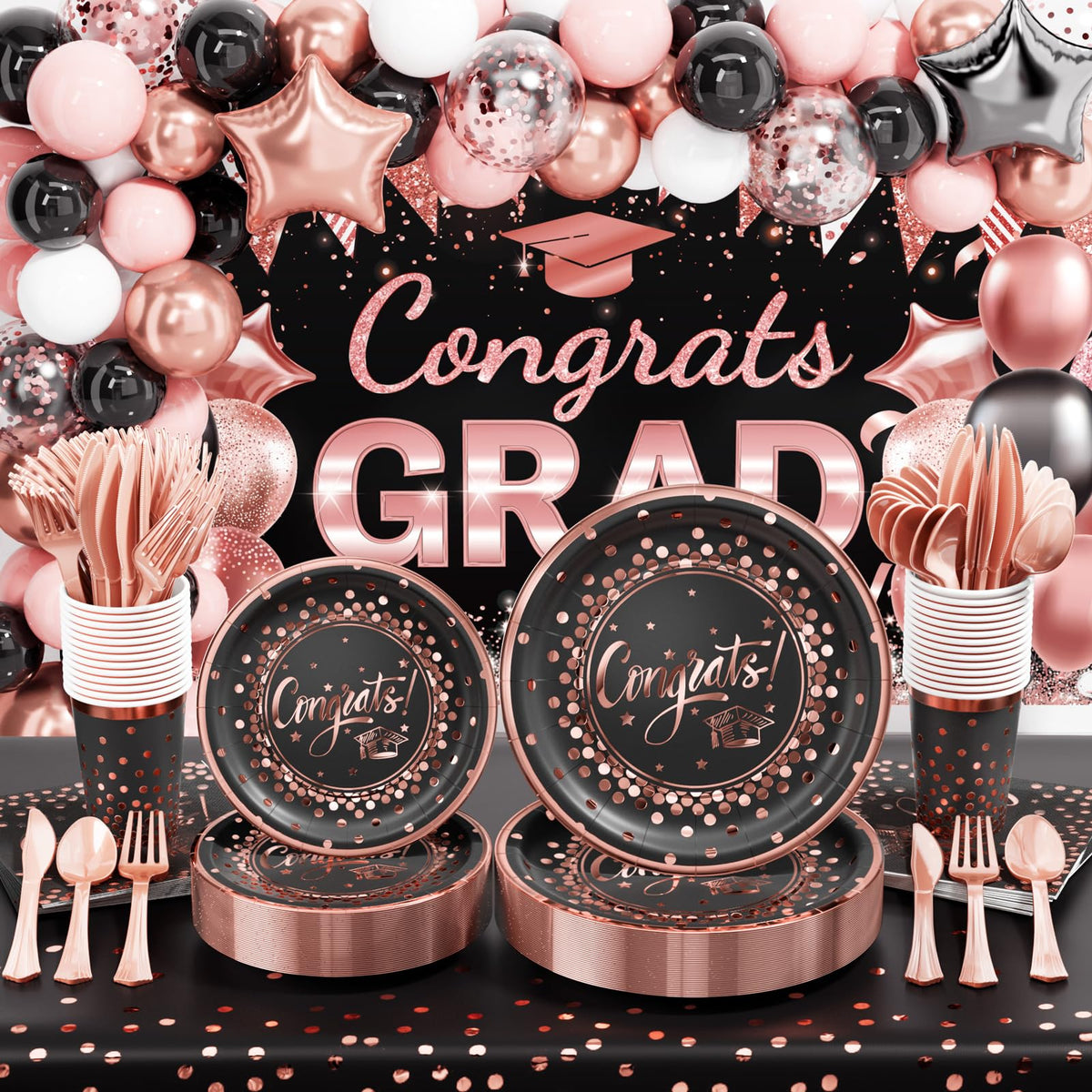 Ecomore graduation backdrop with Congrats Grad design for photo moments