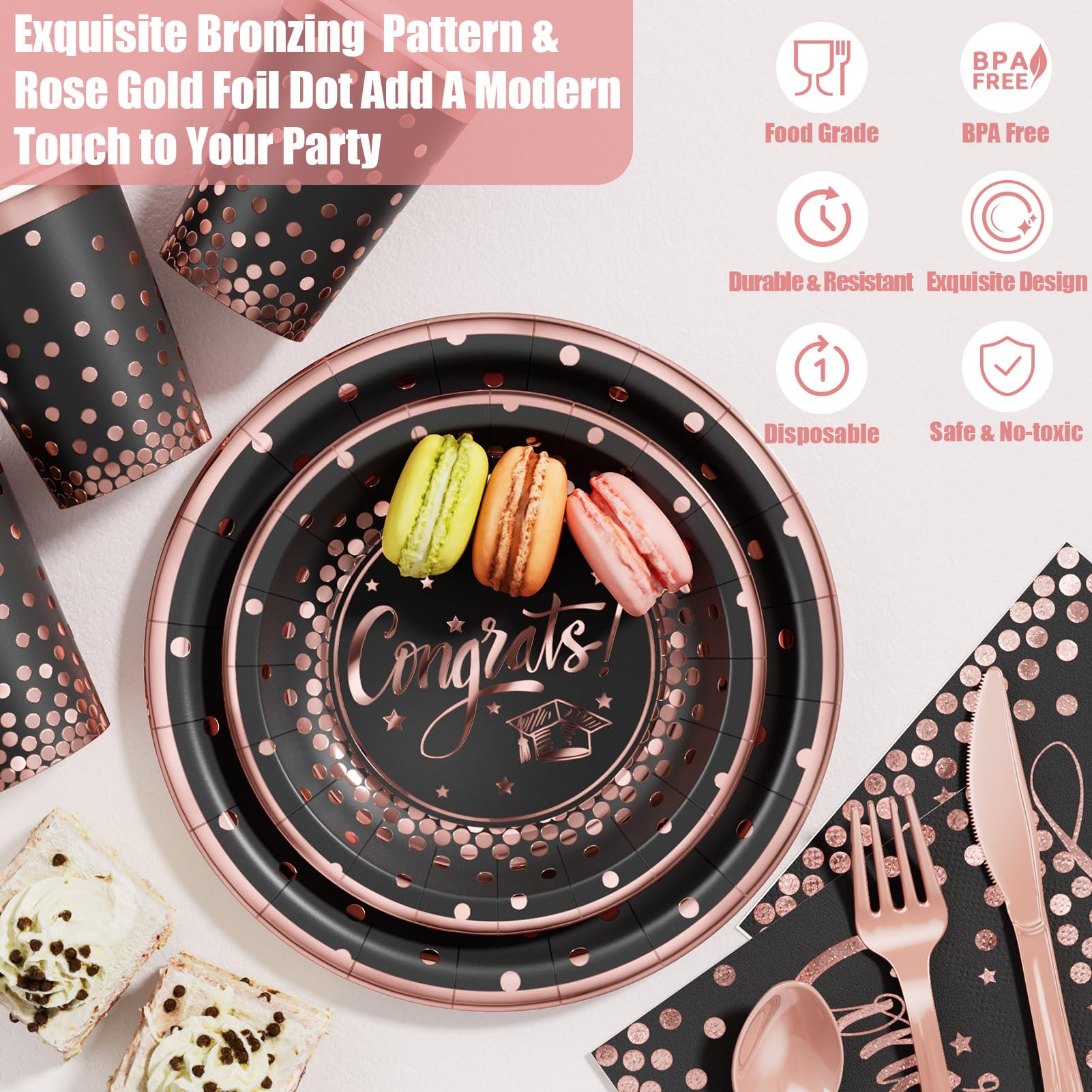 Ecomore 9-inch graduation plates offer sturdy, disposable serveware for guests