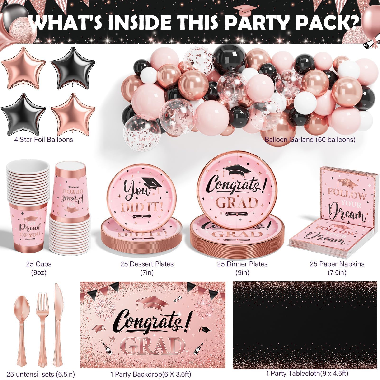 Ecomore 64-piece pink rose gold balloon set for quick garland creation.