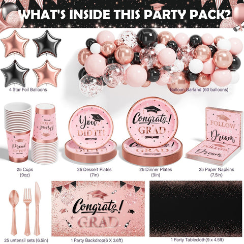 Ecomore 64-piece pink rose gold balloon set for quick garland creation.
