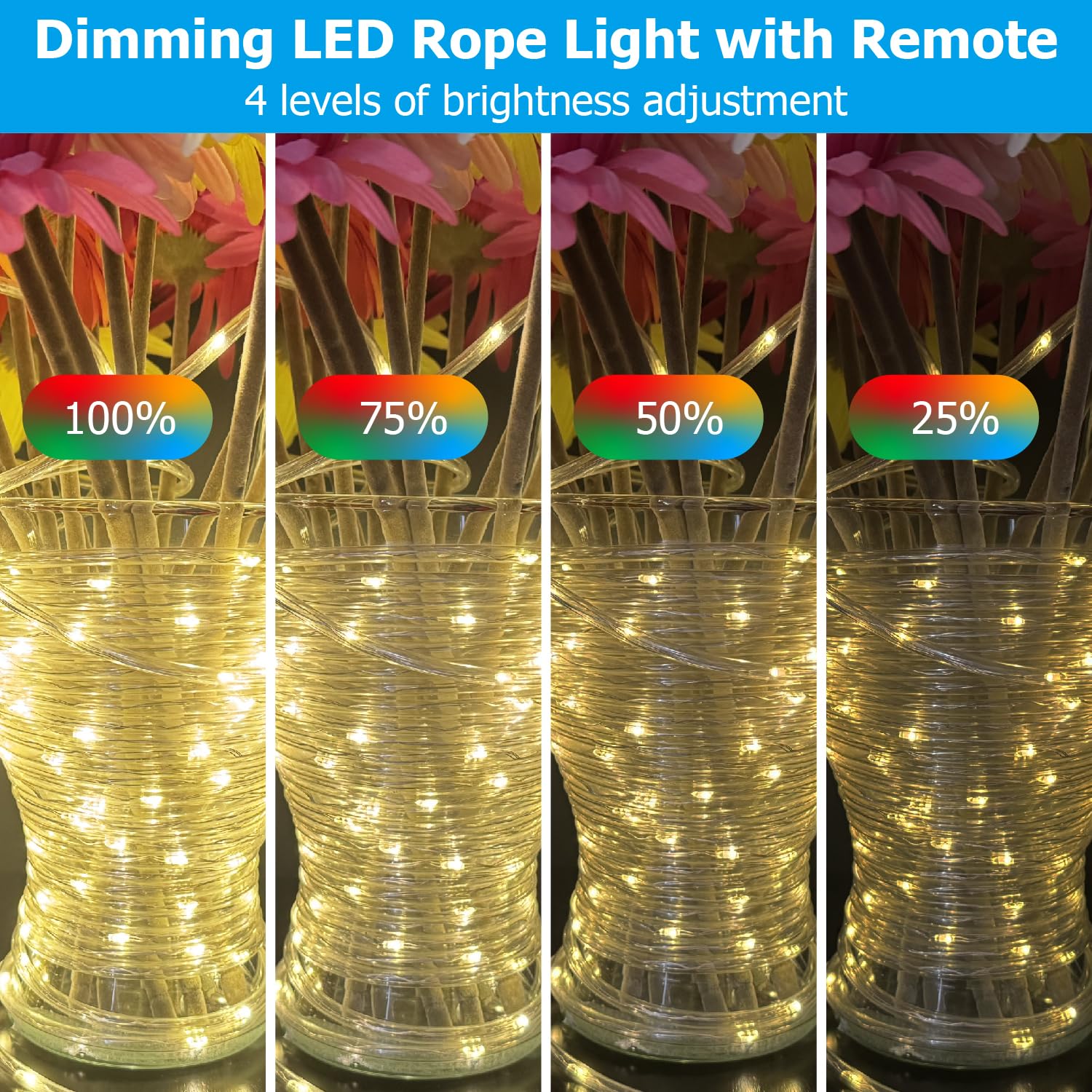 EcoMyLife rope light accenting railing and balcony with subtle brightness