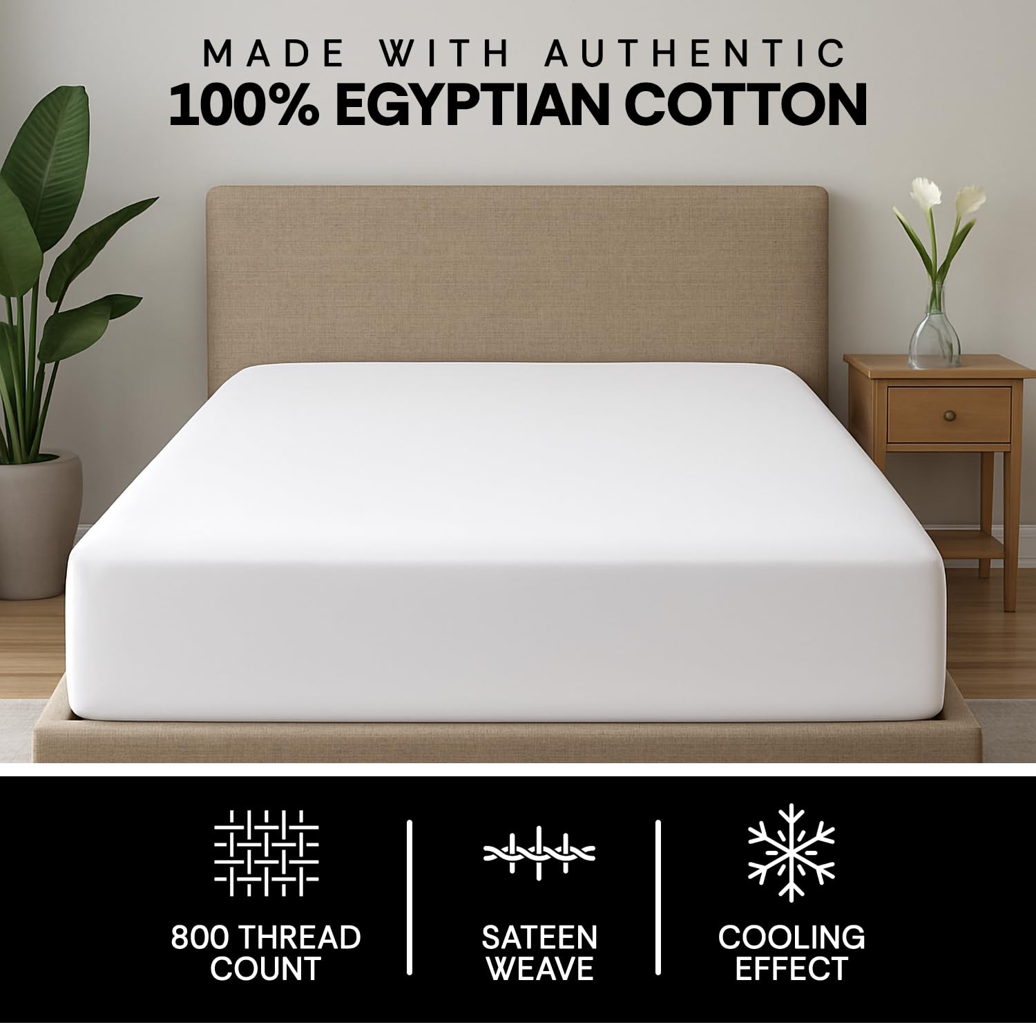 ECONEST LIVING hotel-quality bedroom look with white fitted sheet