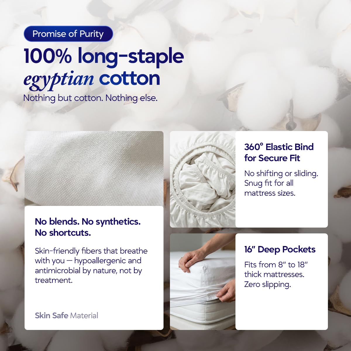 ECONEST LIVING luxury hotel-quality white sheet enhances bedroom aesthetics.