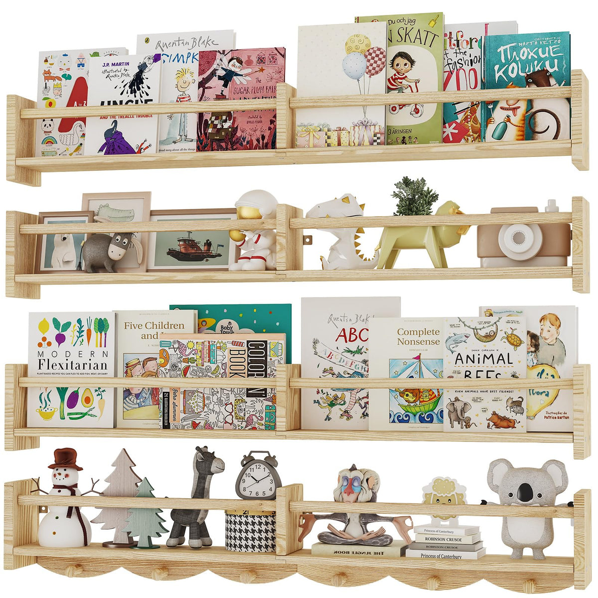 ECOOCE 34-inch nursery shelves wall-mounted burlywood finish with warm wood texture