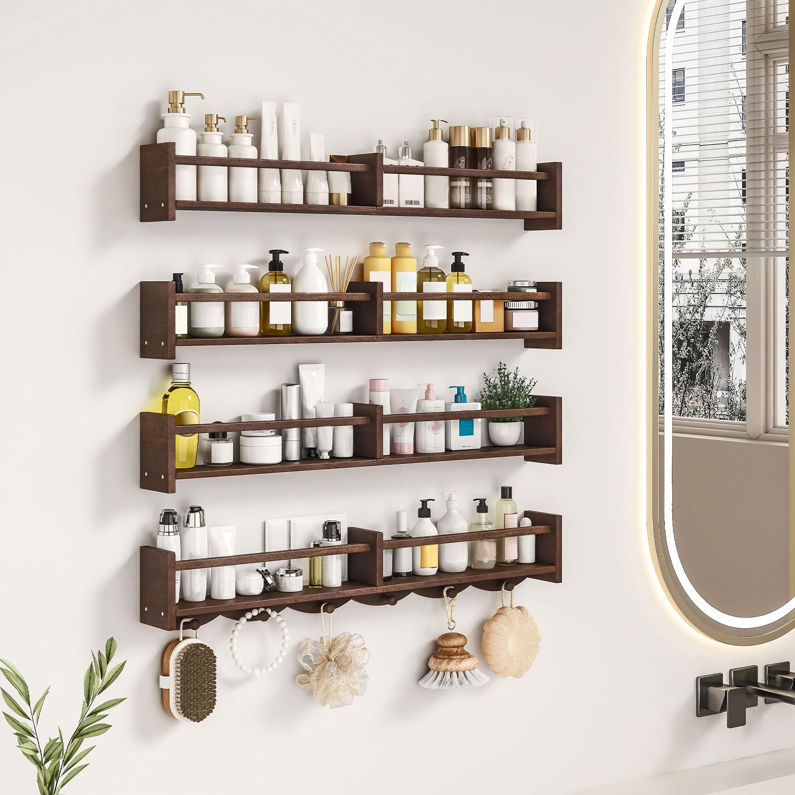 ECOOCE modern wave-inspired shelves add a stylish focal point to a nursery.