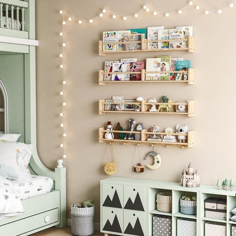 ECOOCE floating shelves in pine wood for books and toys