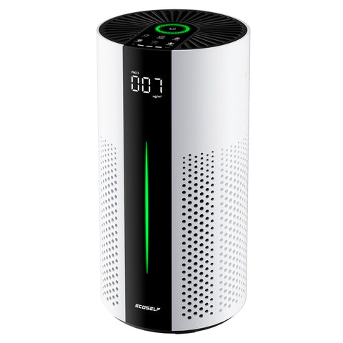 ECOSELF air purifier with 360-degree intake for faster room refresh