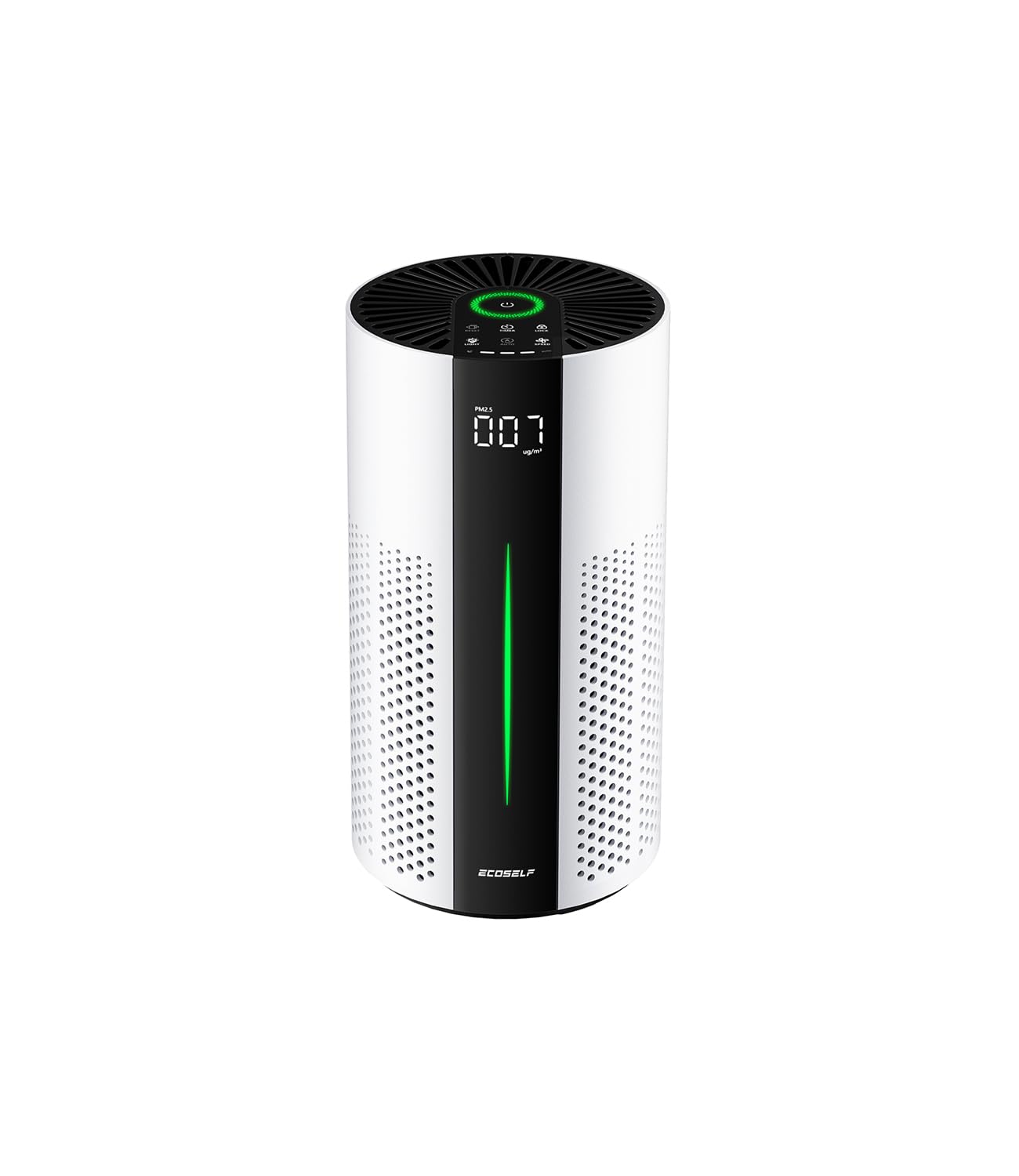 ECOSELF air purifier with 360° intake for quick room refresh.