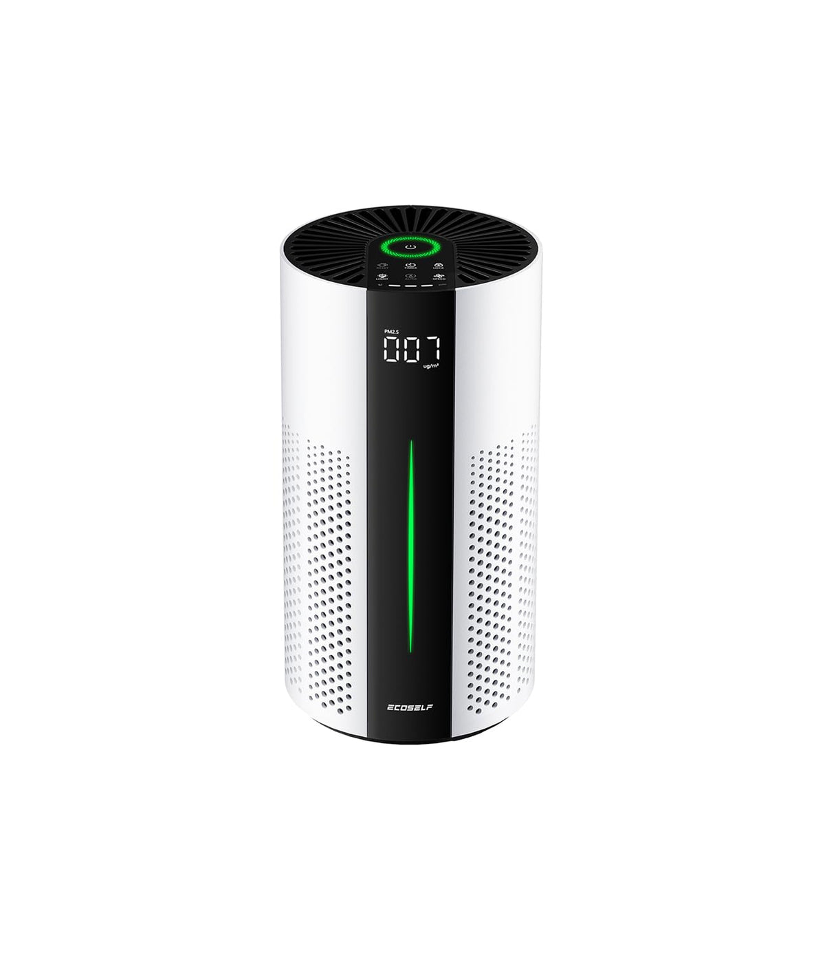 ECOSELF air purifier with 360° intake for quick room refresh.