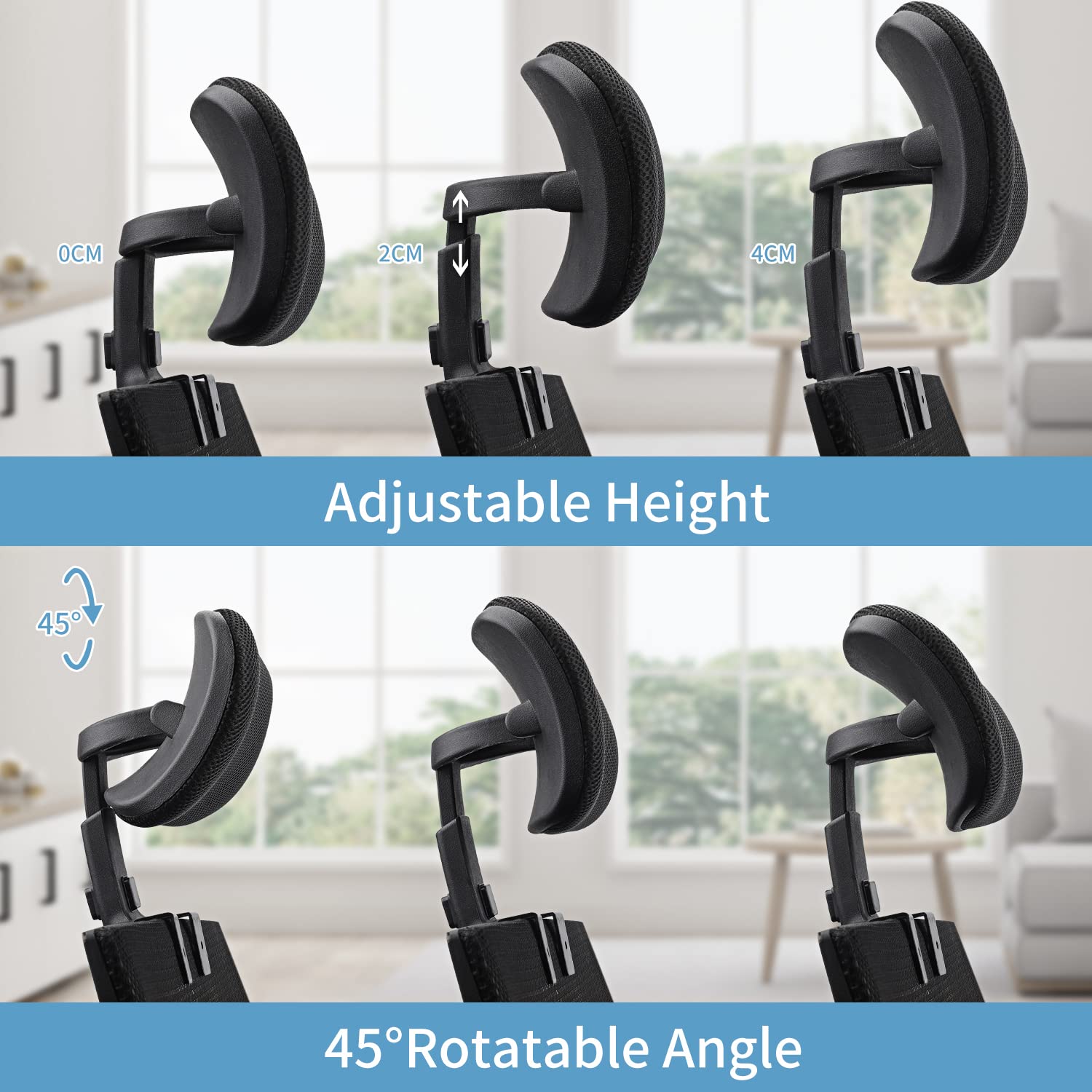 ECOSI headrest height adjustment enables personalized neck support