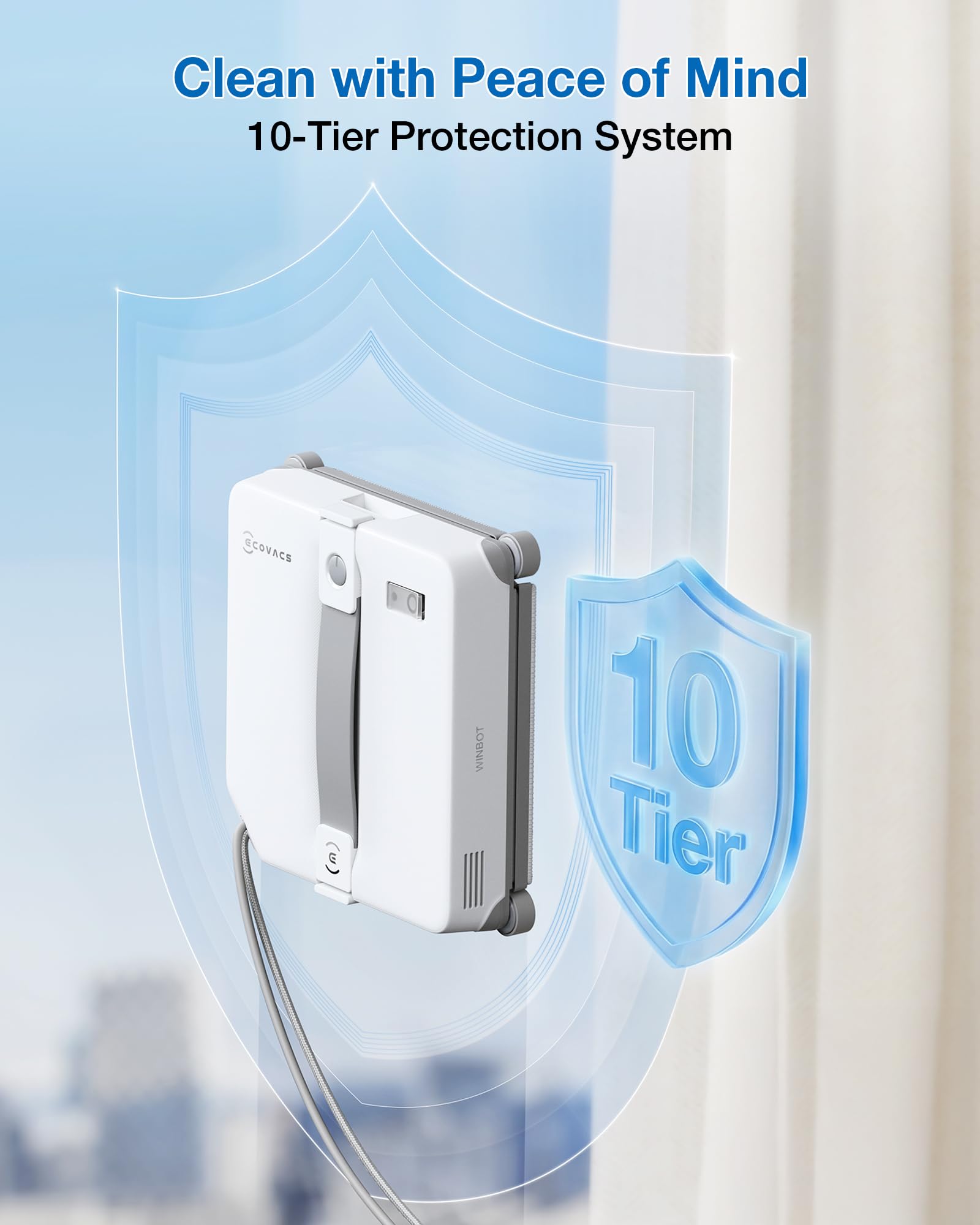 ECOVACS Winbot Mini2 fast-clean refreshes glass surfaces quickly.