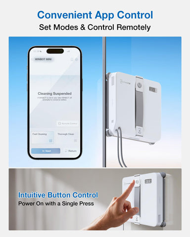 ECOVACS Winbot Mini2 smart-navigation plans efficient cleaning routes.