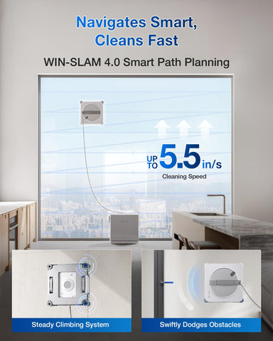 ECOVACS WINBOT W2S Omni cordless operation enables flexible cleaning