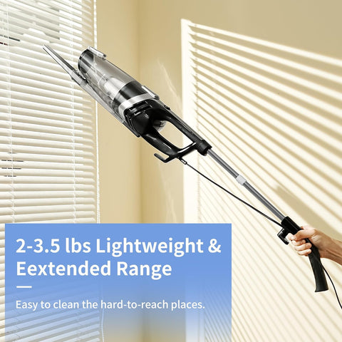 ECOVORTEX corded vacuum removes pet hair from sofa with ease.