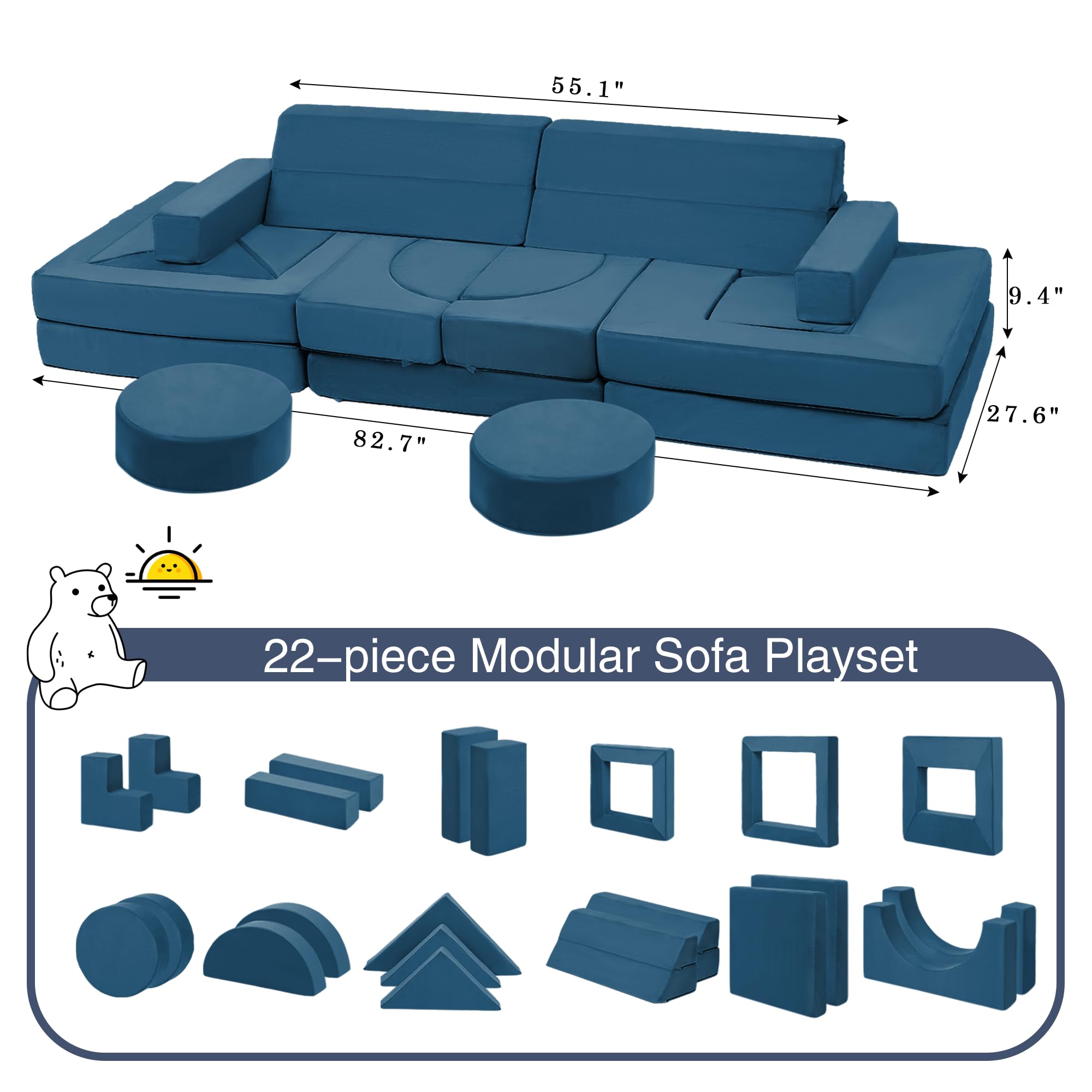 Edbuosy high-density foam cushions provide soft, safe seating for kids.