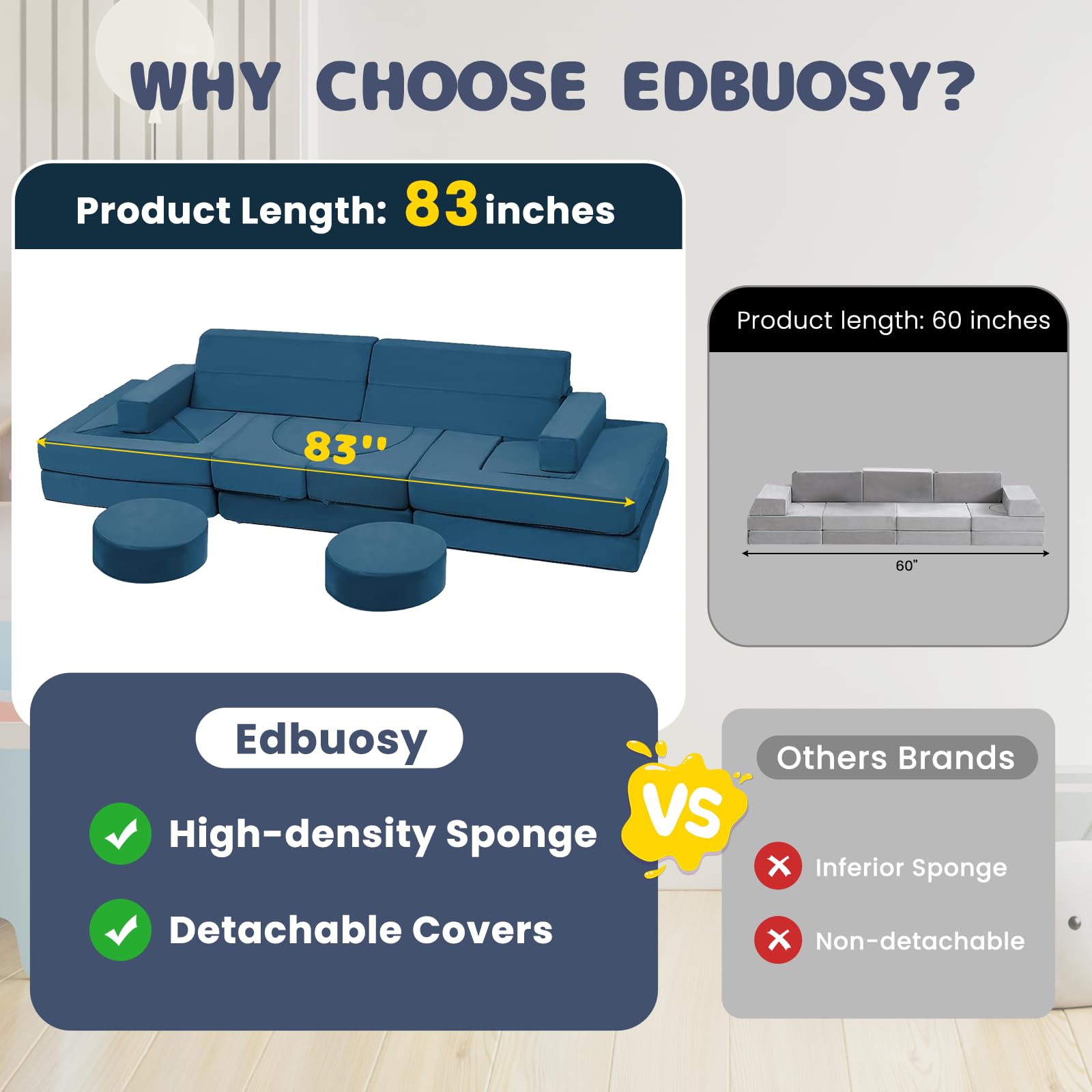Edbuosy plush velvet cover offers cozy texture and easy cleaning.