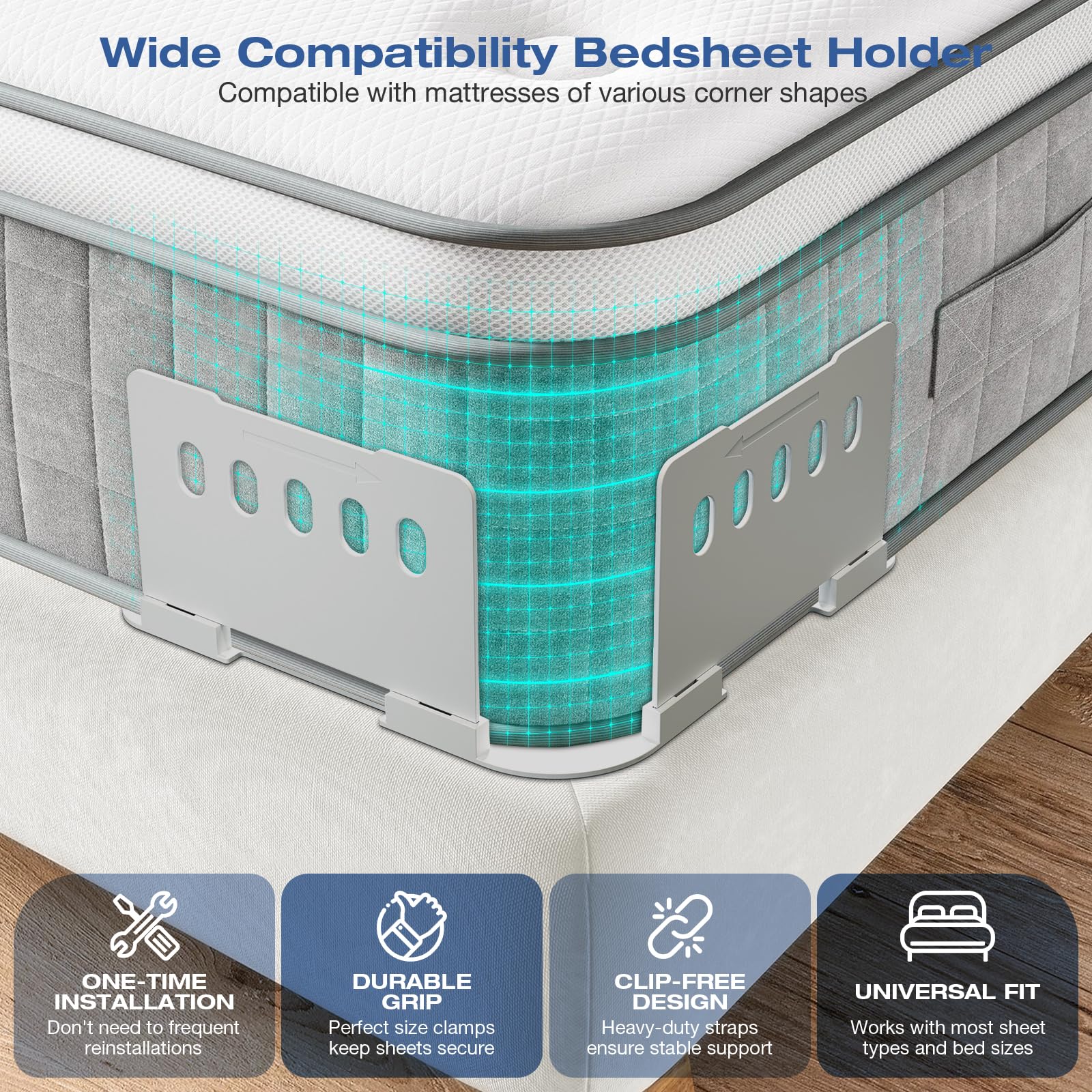 EDCREATY anti-damage bed sheet lock protects fabric while securing sheets.