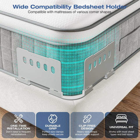 EDCREATY anti-damage bed sheet lock protects fabric while securing sheets.