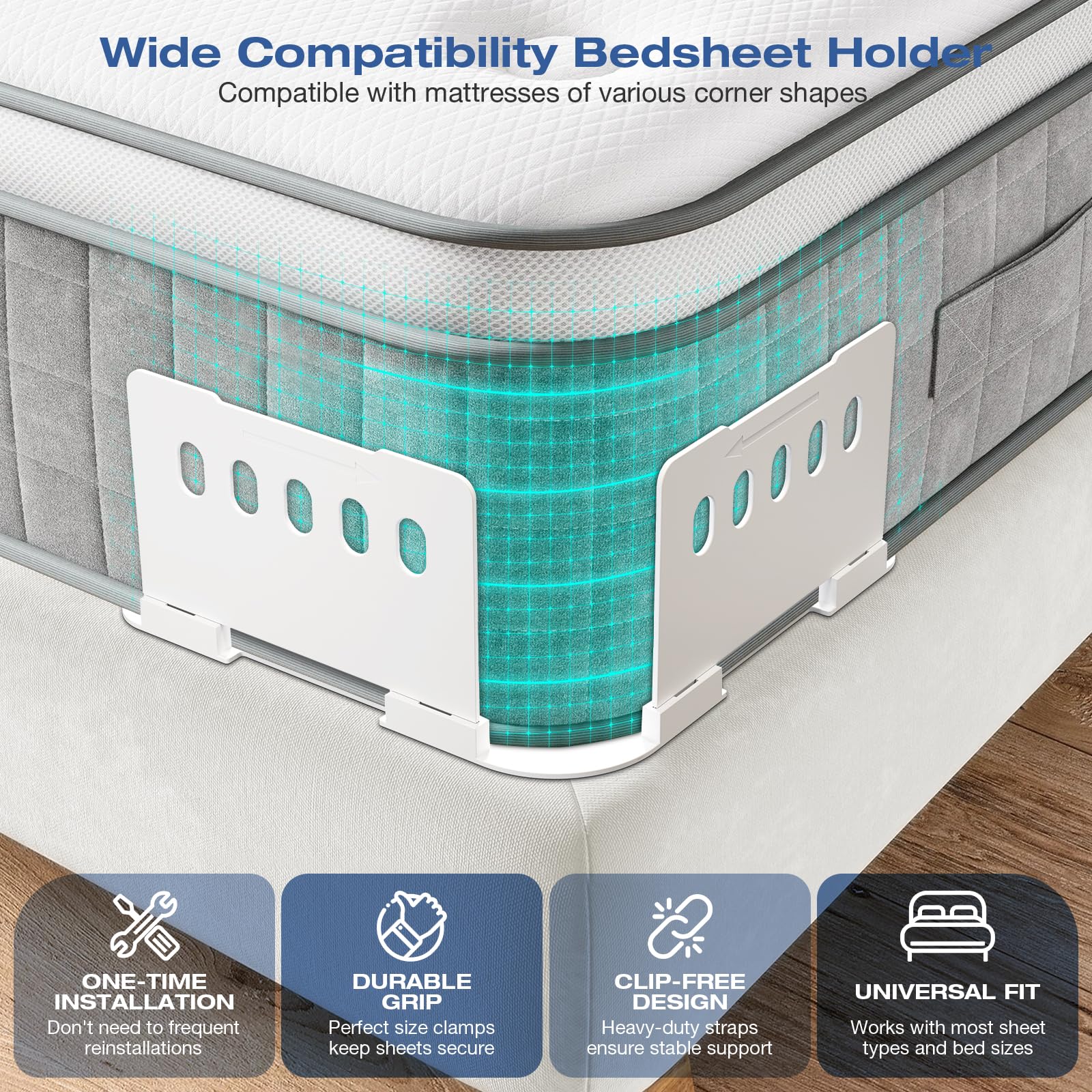 EDCREATY anti-lock design protects fabric while securing sheets.
