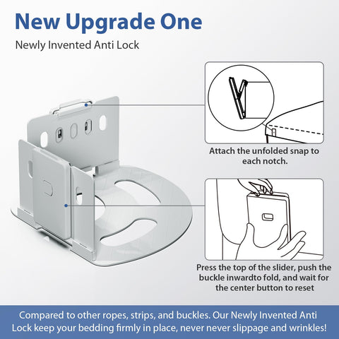 EDCREATY fitted sheet holders offer easy setup for quick sheet changes.