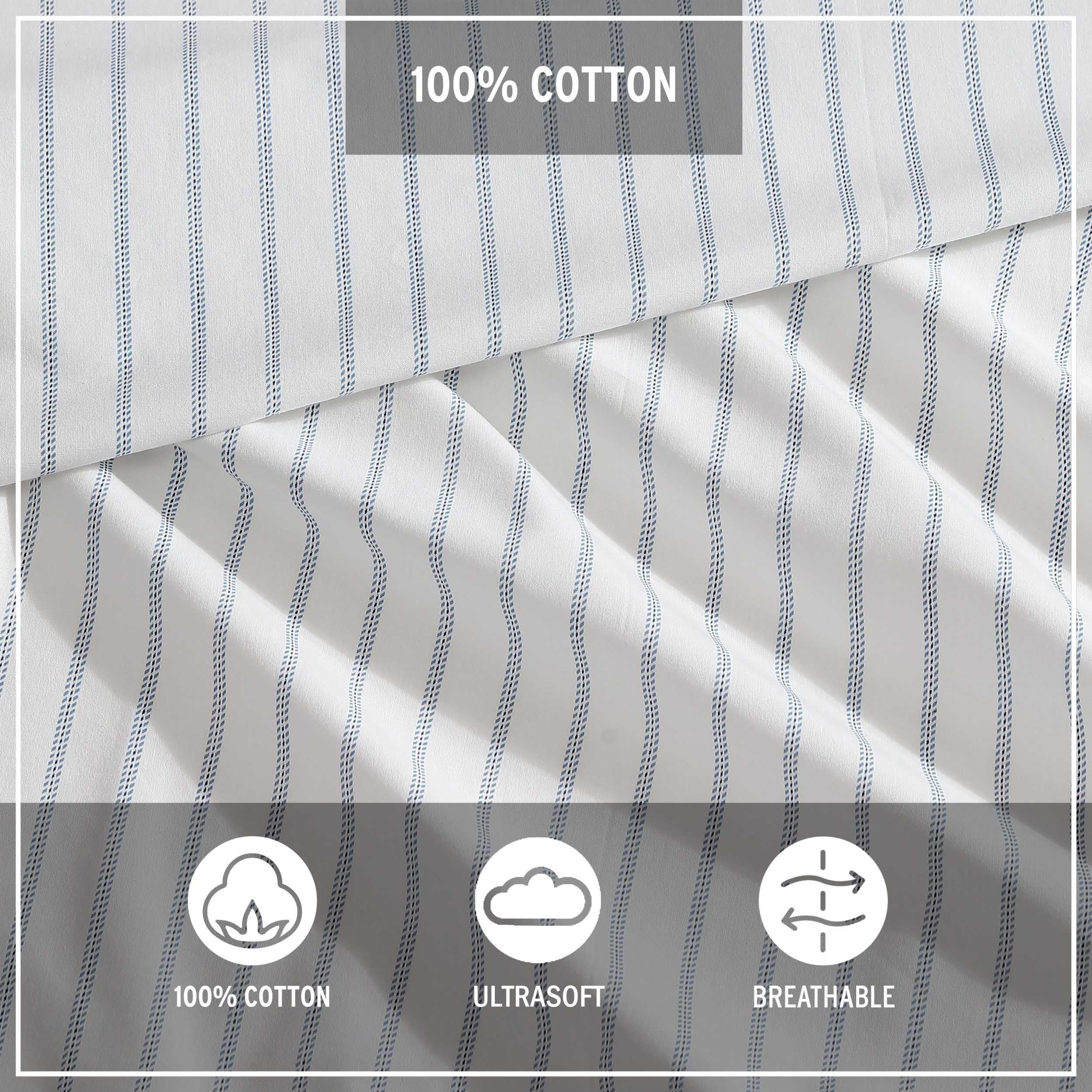 Eddie Bauer essential stripe white pattern on bedding for timeless style