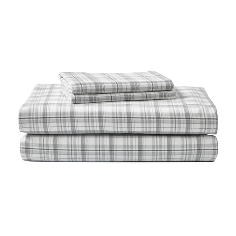 Eddie Bauer queen flat sheet in soft flannel texture for all-season warmth.