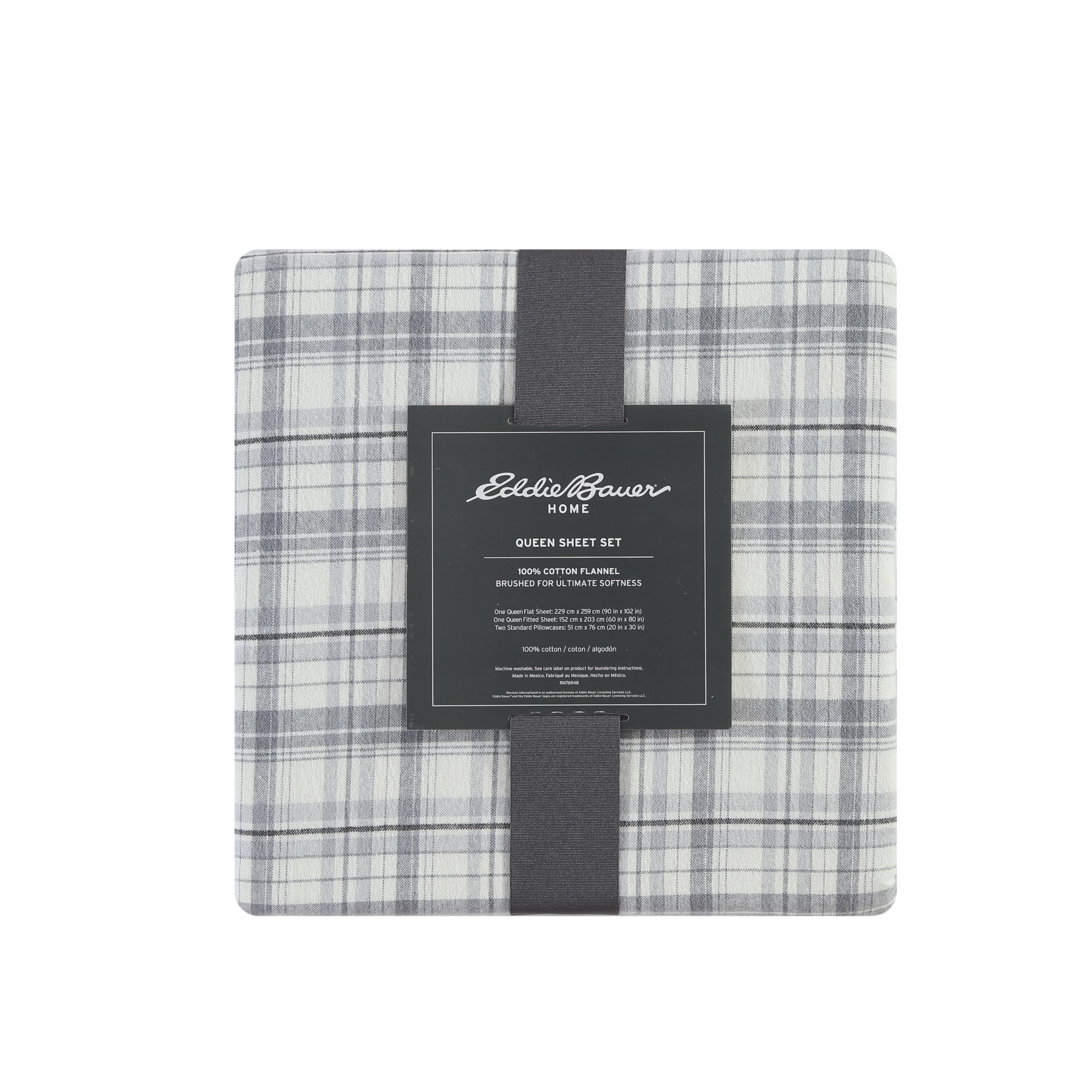 Eddie Bauer queen pillowcases paired with flannel sheets for cozy sleep and easy care.