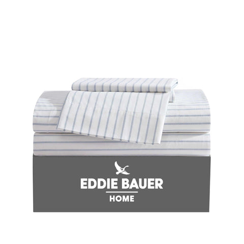 Eddie Bauer king sheets percale weave close-up for breathable, crisp nights