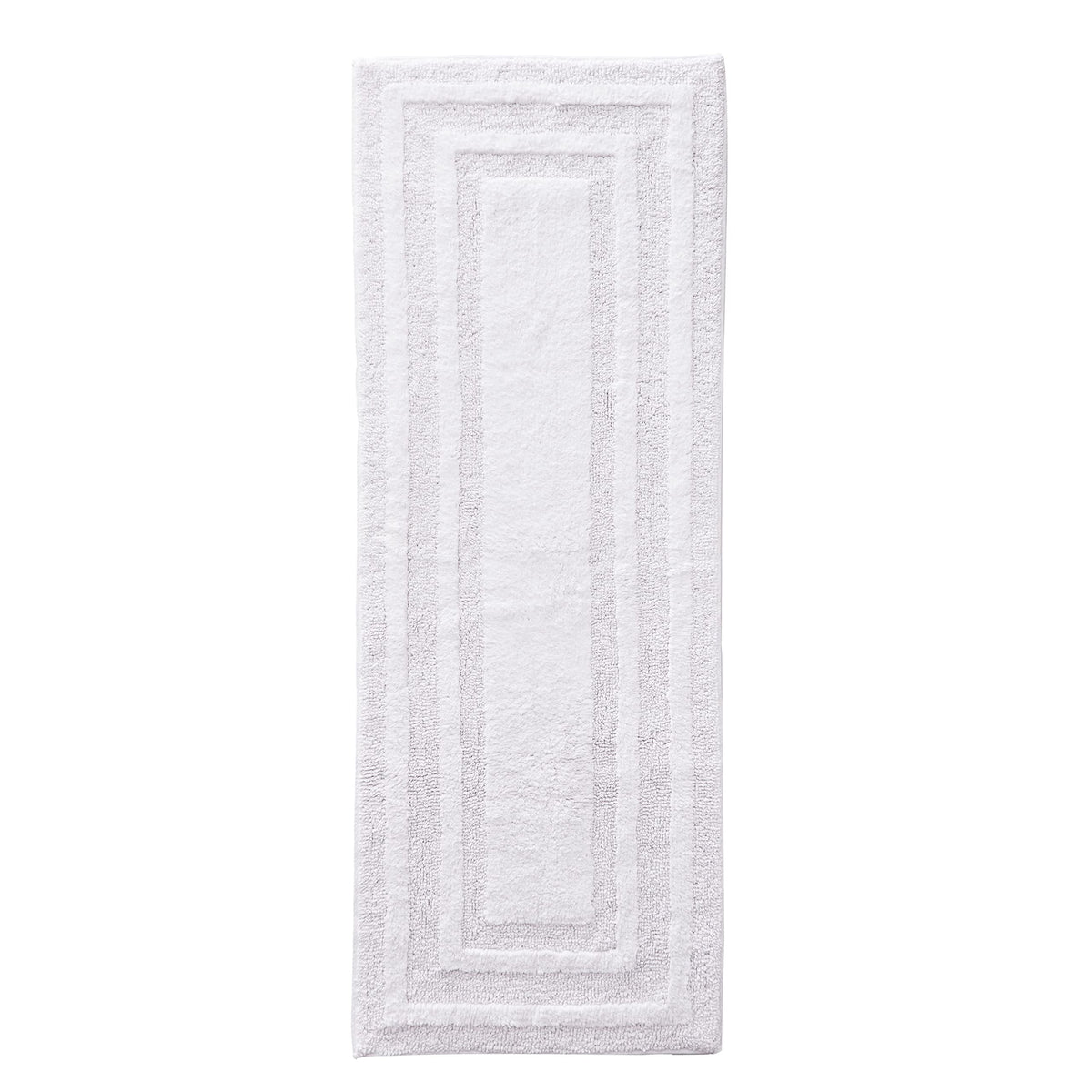 Eddie Bauer Logan White bath rug features plush cotton texture for luxurious underfoot comfort.