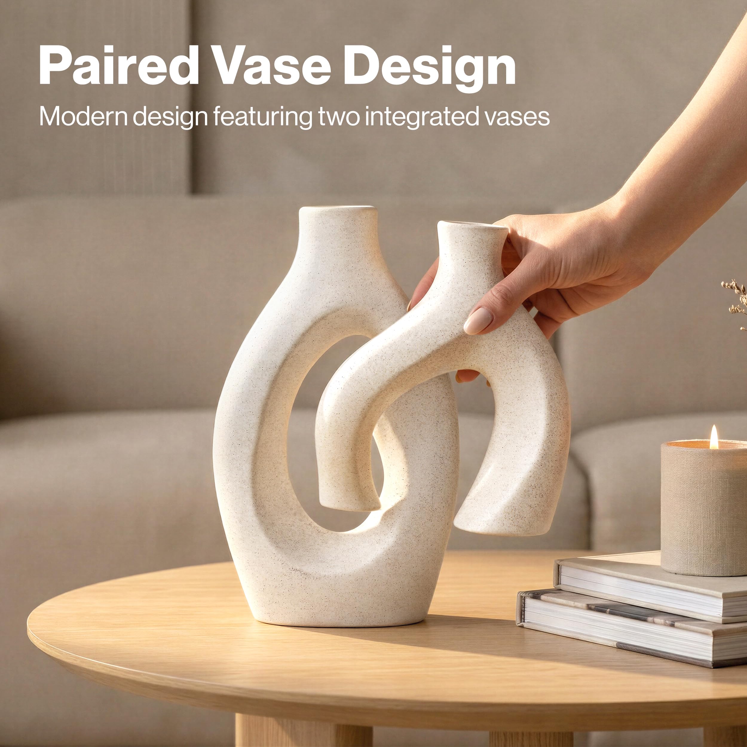 Edelhaus White Oval Vase Dried Flowers—great for minimalist, long-lasting displays.
