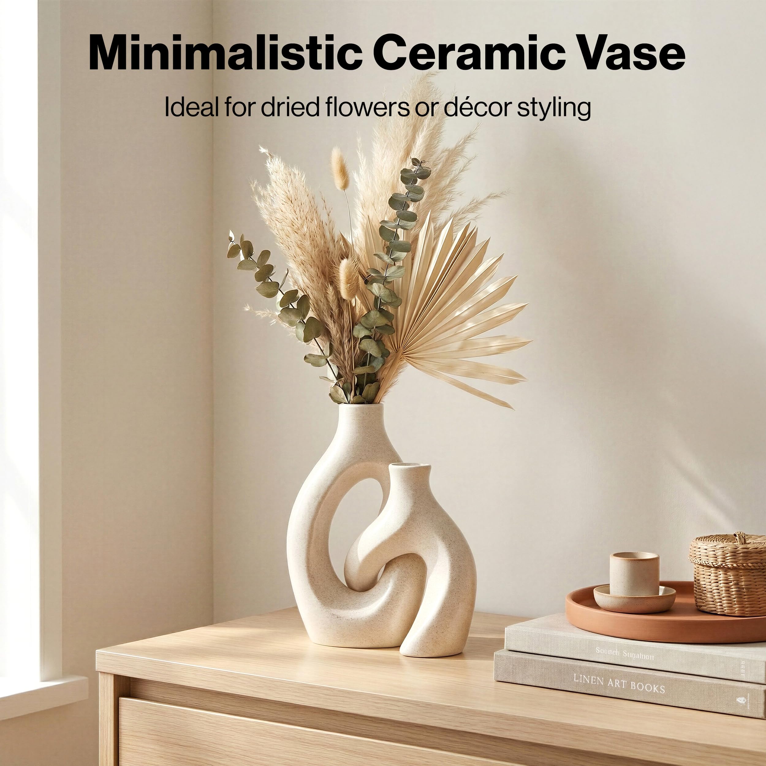 Edelhaus White Oval Vase Living Room—enhances centerpieces with clean, subtle elegance.