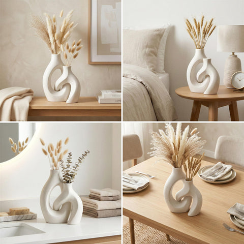 Edelhaus White Oval Vase Modern Shelf—adds contemporary flair to shelves.