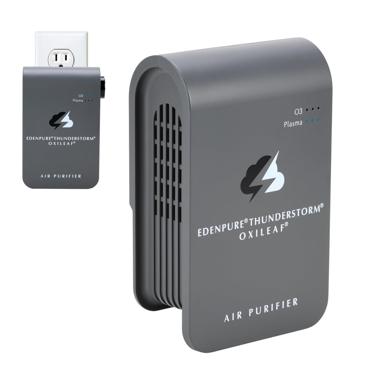 EdenPURE Thunderstorm III plugged into outlet neutralizes pet odors.