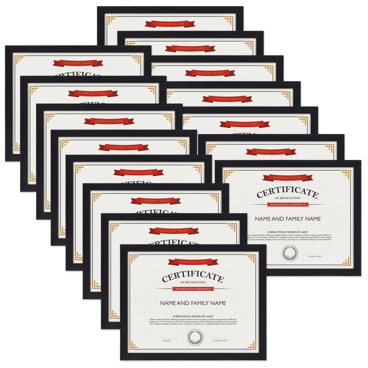 Edenseelake 8.5x11 frame set 15 black for diplomas and certificates