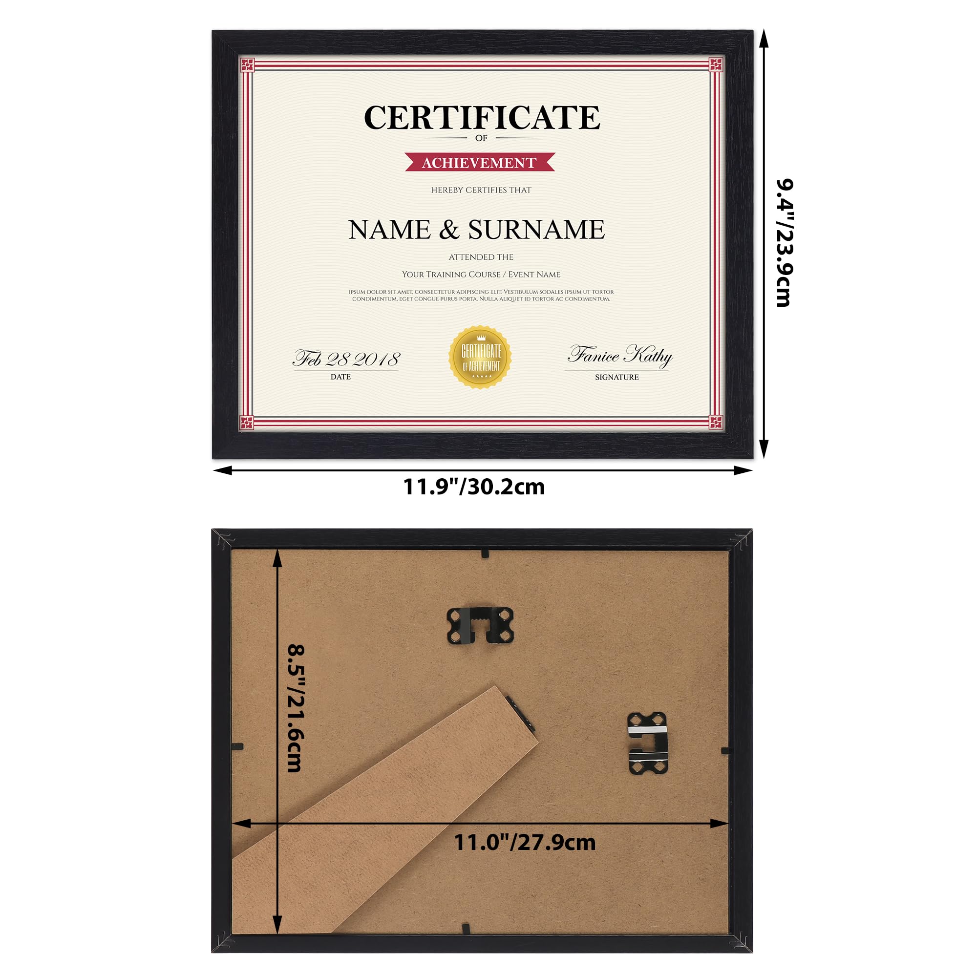 Edenseelake diploma display frame arranged vertically and horizontally