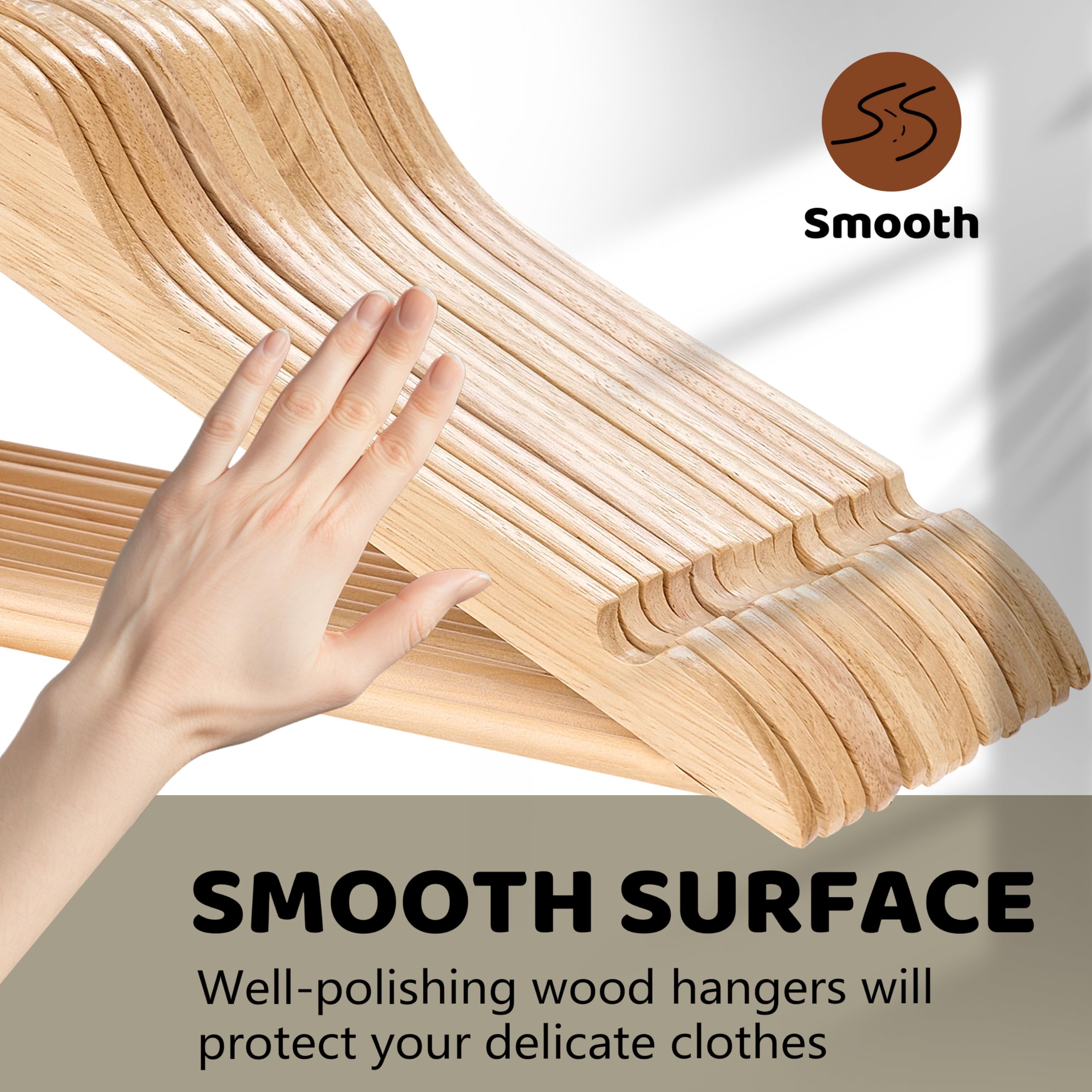 Ergonomic shoulder design on Edergoo hanger preserves garment shape.