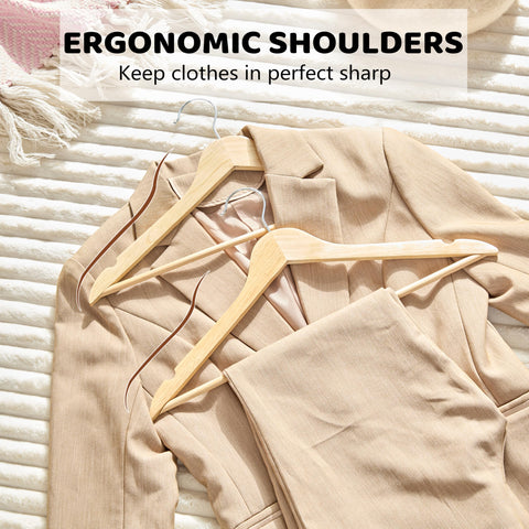 Smooth hand-polished finish on Edergoo hangers prevents snagging.