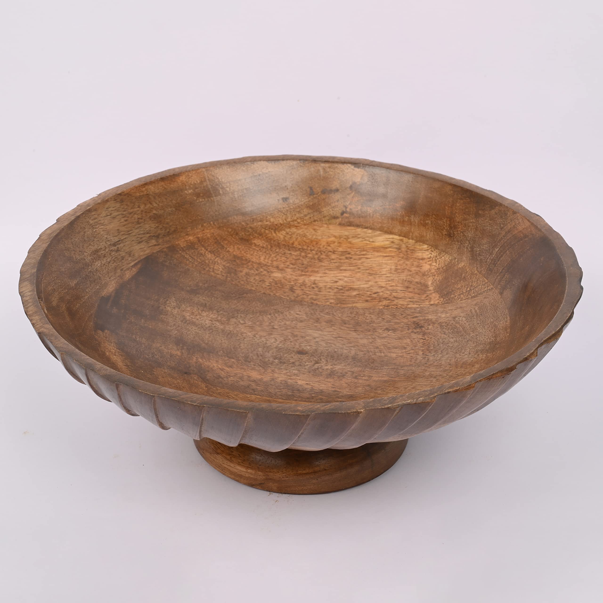 EDHAS mango wood bowl kitchen decor enhances shelves with organic charm.