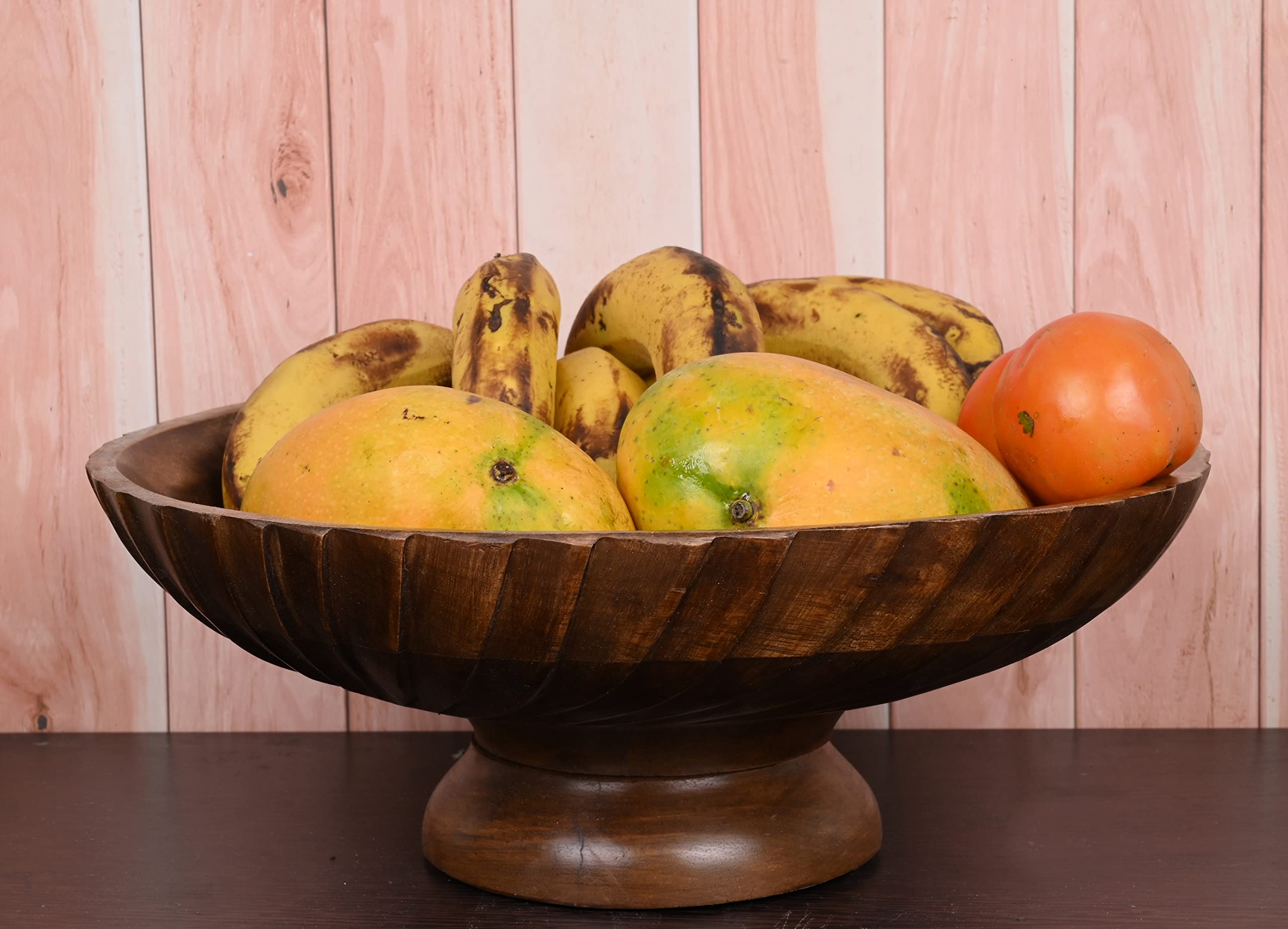 EDHAS mango wood bowl in living room decor suitable for candles or small accents.