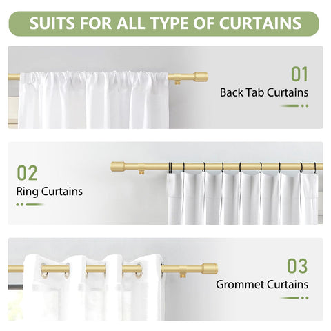 Edidonson 2-pack gold curtain rods ideal for multi-room setups.
