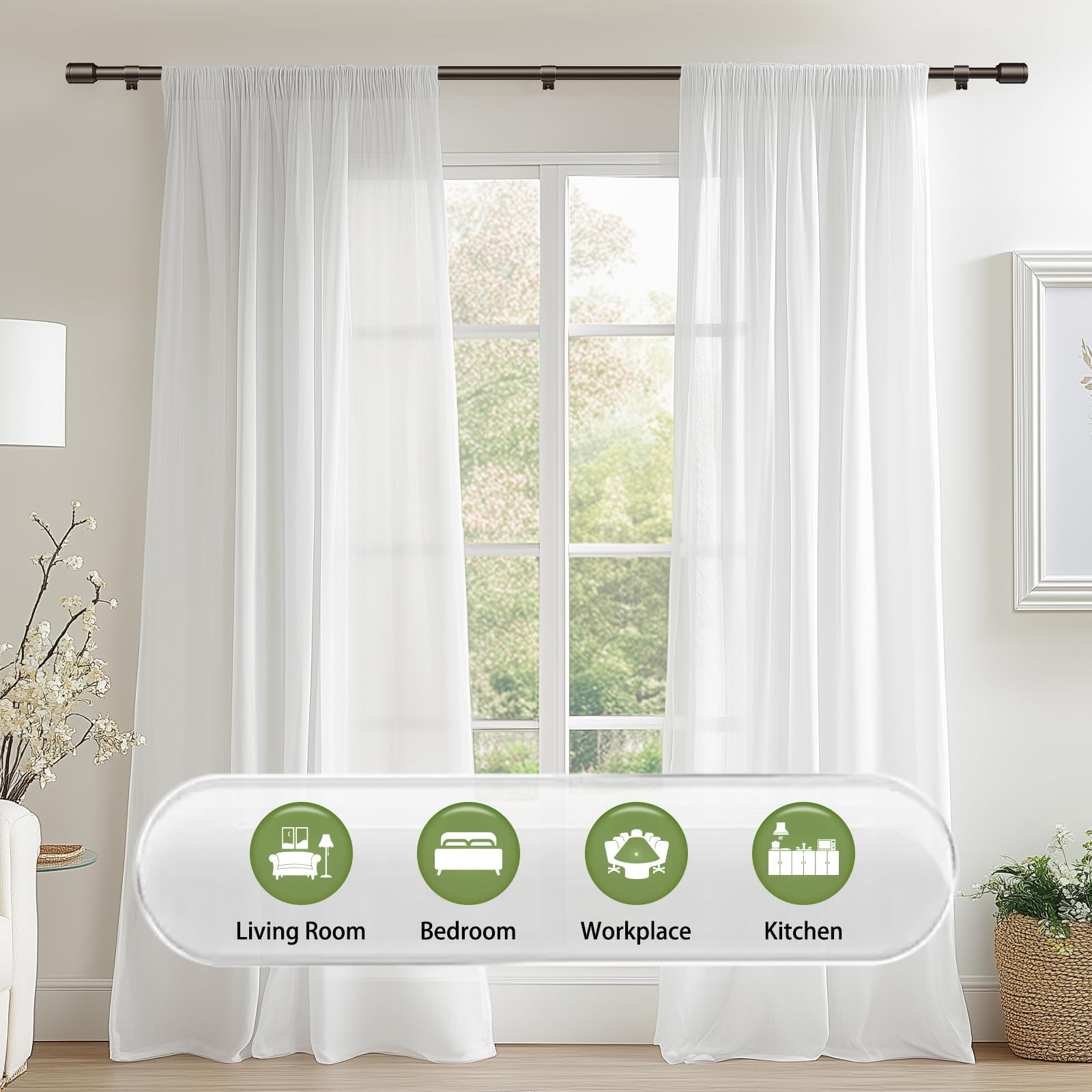 Edidonson bedroom setup with antique bronze curtain rod in a cozy space.