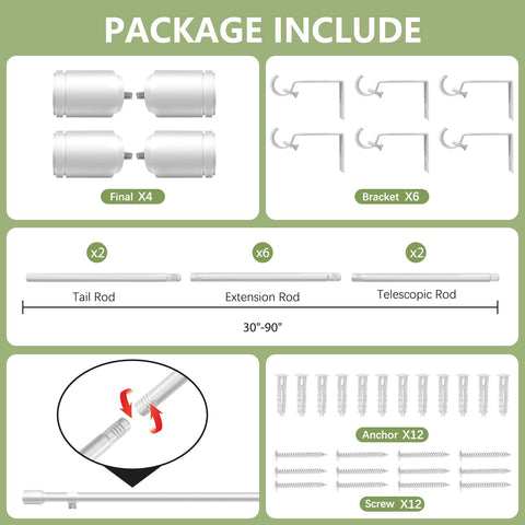 Edidonson curtain rod length range 30 to 90 inches for versatility