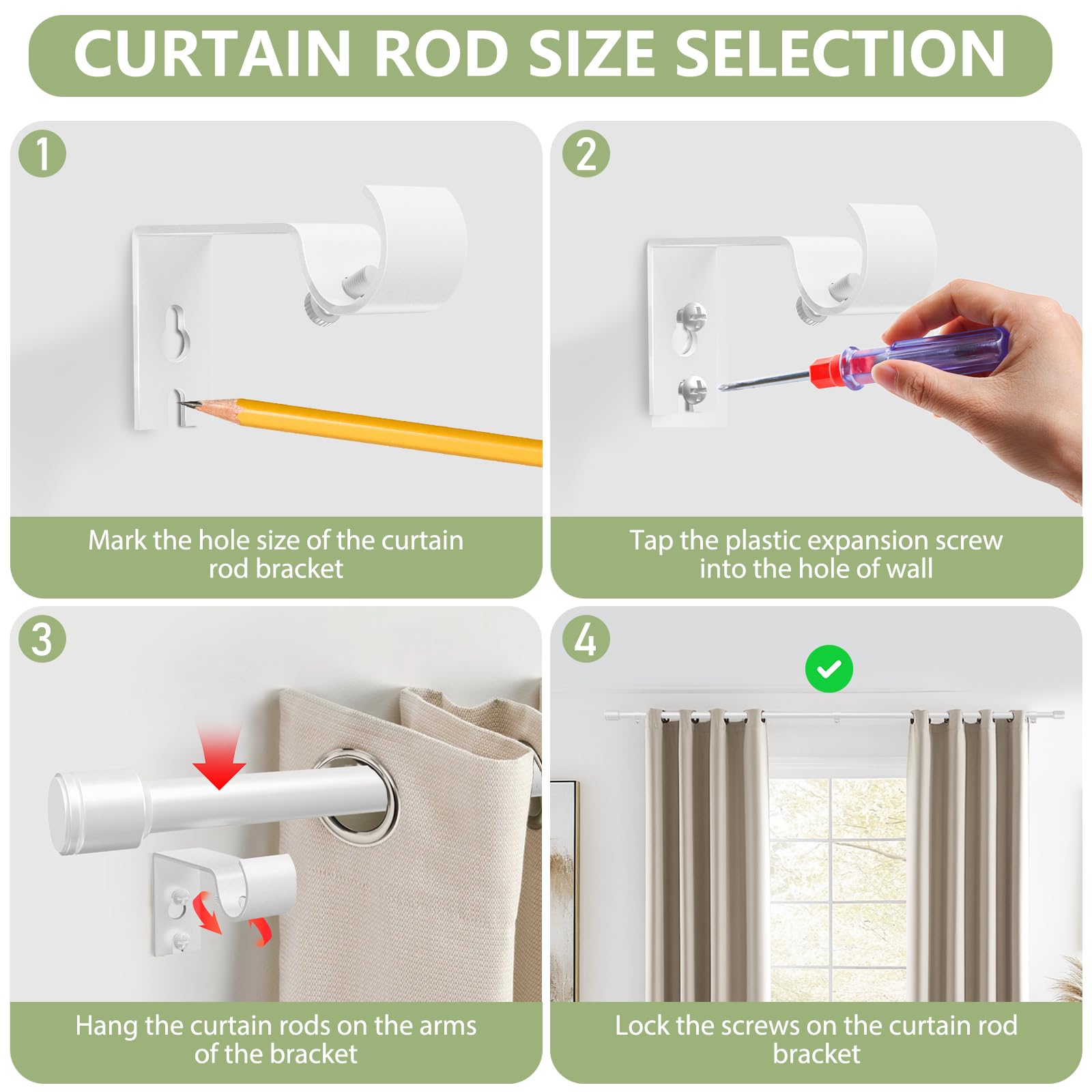 Edidonson white finish curtain rod mounted in living room setup