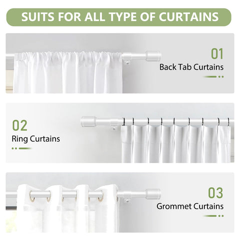 Edidonson white curtain rod close-up showing durable finish
