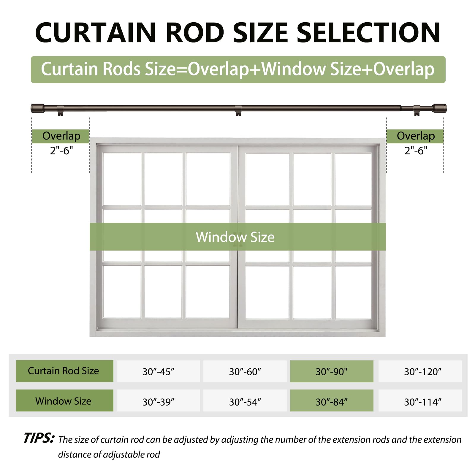 Edidonson six-segment curtain rod set ready to assemble for custom lengths.