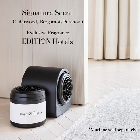 EDITION cartridge close-up highlights green tea and fig notes for balanced fragrance