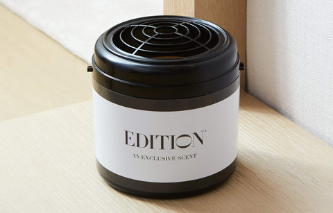 EDITION installation shot demonstrates effortless cartridge placement in a dry-air diffuser